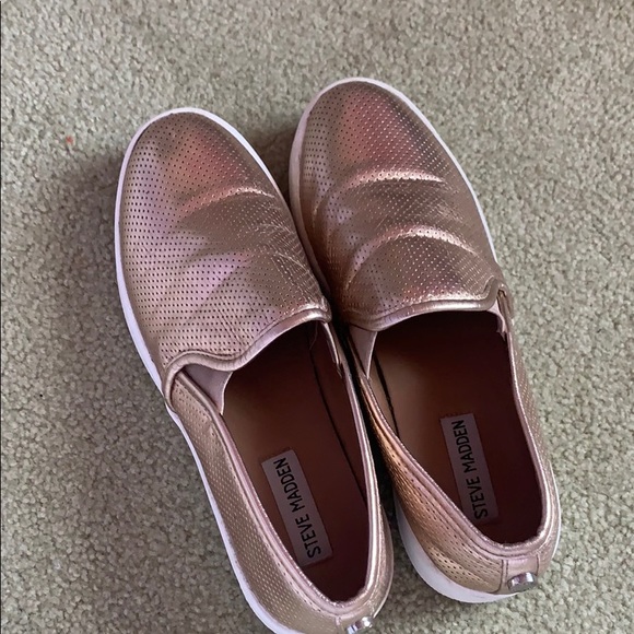 rose gold steve madden slip ons